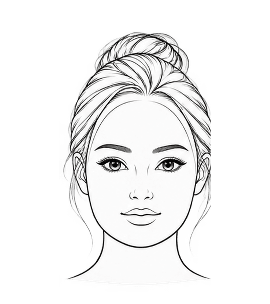 ROUND face shape outline for women