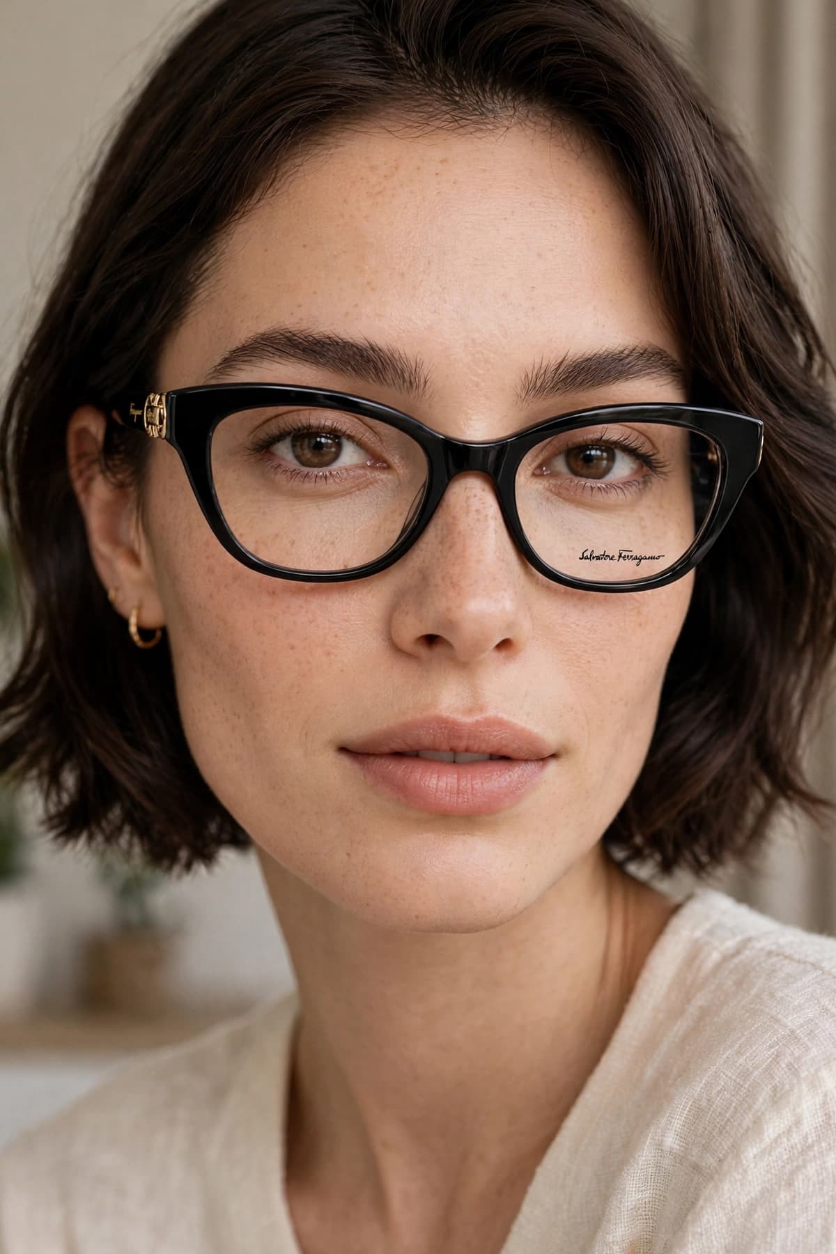 Salvatore Ferragamo Sheet Acetate Black Cat Eye Eye Glasses